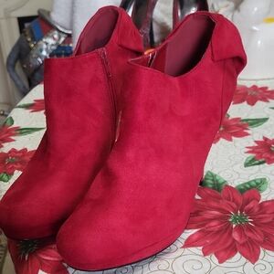 Impo Vibrant Red Suede Ankle Booties